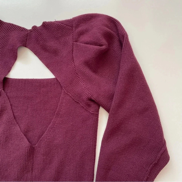 Free People Saffron Open Back Sweater Pomegranate Wine Women's Size XS - Picture 10 of 13